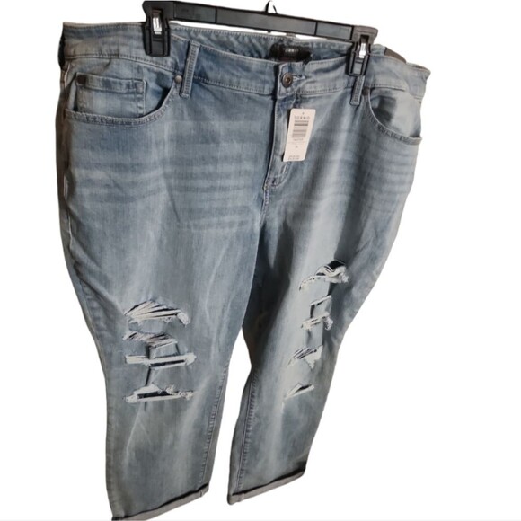 NWT Boyfriend Straight Vintage Stretch Mid-Rise Rip & Repair Jean - Picture 1 of 8